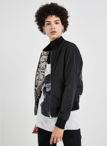 Pocket Detailed Jacket Black/White