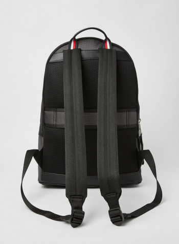 Textured Finish Metal Logo Backpack Pewter Grey