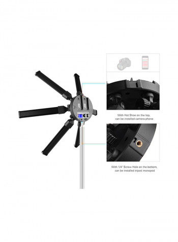 60W Tl-900S Digital Photography Star-Shaped Circle LED Light Tubes Black