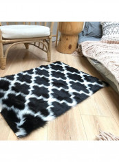 Modern Style Rectangle Cozy Carpet Black/White 90x120cm