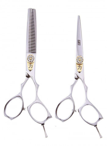 2-Piece Cutting And 30 Tooth Thinning Shears Set فضي / ذهبي 5.5بوصة