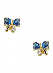 14K Gold Plated Cubic Zirconia And Gemstone Studded Earrings