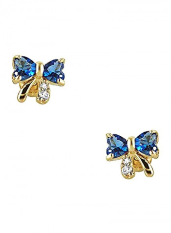 14K Gold Plated Cubic Zirconia And Gemstone Studded Earrings