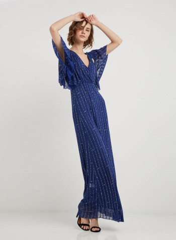 Unique Accent Maxi Dress Blue