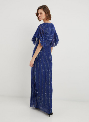 Unique Accent Maxi Dress Blue