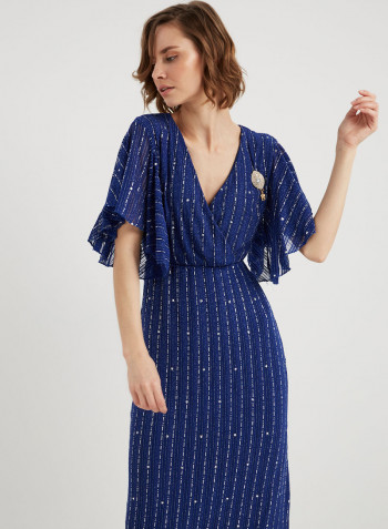 Unique Accent Maxi Dress Blue