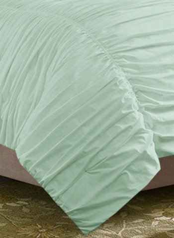 3-Piece Gathered Egyptian Cotton Duvet Cover Set Light Green Super King