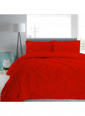 3-Piece Pinch Pleated Egyptian Cotton Duvet Cover Set Red Super King