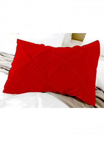 3-Piece Pinch Pleated Egyptian Cotton Duvet Cover Set Red Super King
