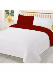 3-Piece Reversible Egyptian Cotton Duvet Cover Set Red/White Super King