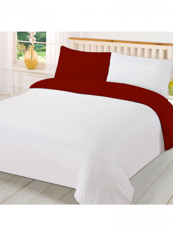 3-Piece Reversible Egyptian Cotton Duvet Cover Set Red/White Super King