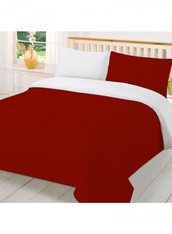 3-Piece Reversible Egyptian Cotton Duvet Cover Set Red/White Super King