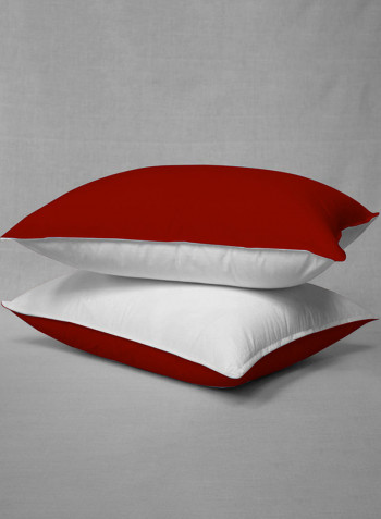 3-Piece Reversible Egyptian Cotton Duvet Cover Set Red/White Super King