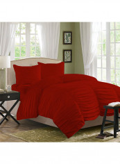 3-Piece Gathered Egyptian Cotton Duvet Cover Set Red Super King