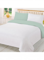 3-Piece Reversible Egyptian Cotton Duvet Cover Set Light Green Super King