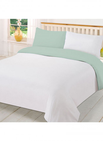 3-Piece Reversible Egyptian Cotton Duvet Cover Set Light Green Super King