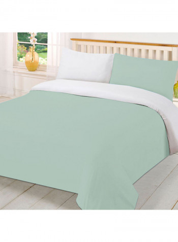 3-Piece Reversible Egyptian Cotton Duvet Cover Set Light Green Super King
