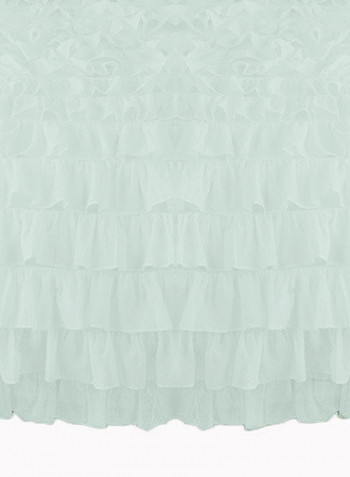3-Piece Ruffled Egyptian Cotton Duvet Cover Set Light Green Super King