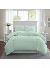 3-Piece Tufted Pattern Egyptian Cotton Duvet Cover Set Light Green Super King