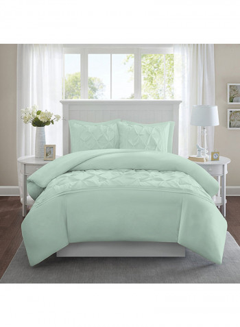 3-Piece Tufted Pattern Egyptian Cotton Duvet Cover Set Light Green Super King