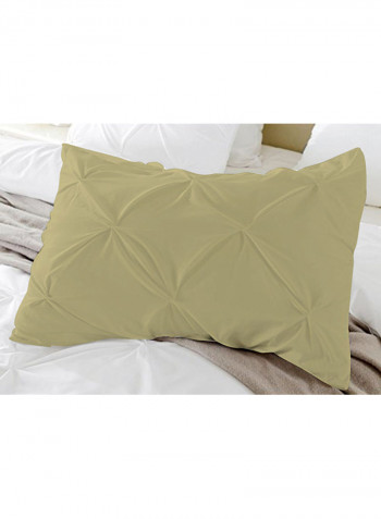 3-Piece Pinch Pleated Egyptian Cotton Duvet Cover Set Beige Single