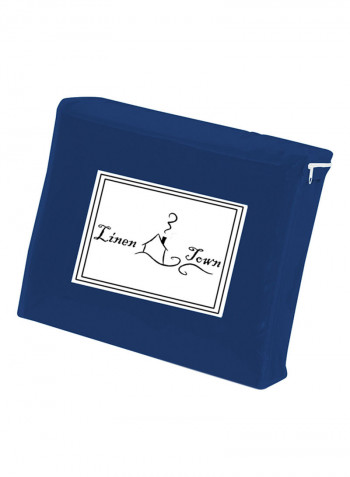 3-Piece Reversible Egyptian Cotton Duvet Cover Set Royal Blue /White Single