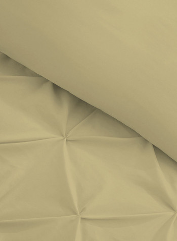 3-Piece Tufted Pattern Egyptian Cotton Duvet Cover Set Beige Single