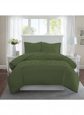 3-Piece Tufted Pattern Egyptian Cotton Duvet Cover Set Olive Green Single