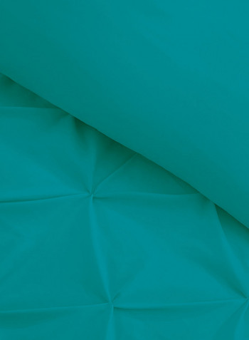 3-Piece Tufted Pattern Egyptian Cotton Duvet Cover Set Turquoise Single