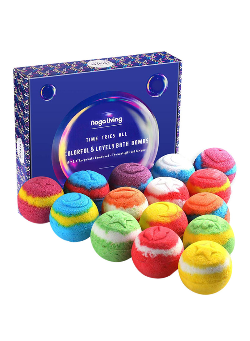 16-Piece Natural Ingredients Bath Bombs Gift Set Multicolour 2.3 x 2.3 x 2.3inch