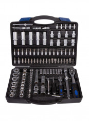 111 Piece Socket 1/4 Inch And 1/2 Inch Drive Set Black