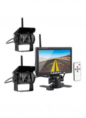 PZ-607-W-2 2 Monitor Security Cameras 2.4GHz Wireless Vehicle Infrared Night Vision Rear View Camera