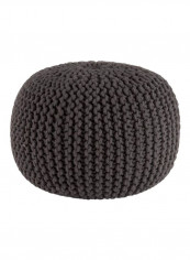 Cotton Braided Pouf Grey