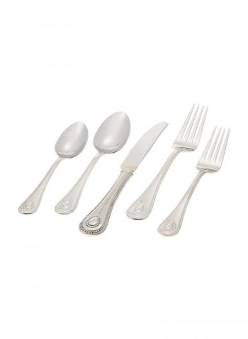 65-Piece French Perle Flatware Set Silver 8.1inch