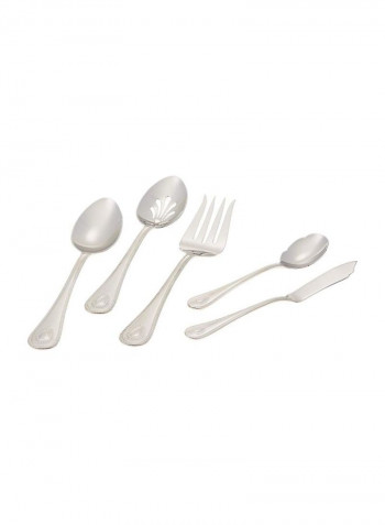 65-Piece French Perle Flatware Set Silver 8.1inch
