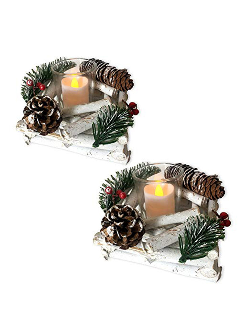 Set Of 2 Pine Cone Candle Holders 3.75X5X5inch