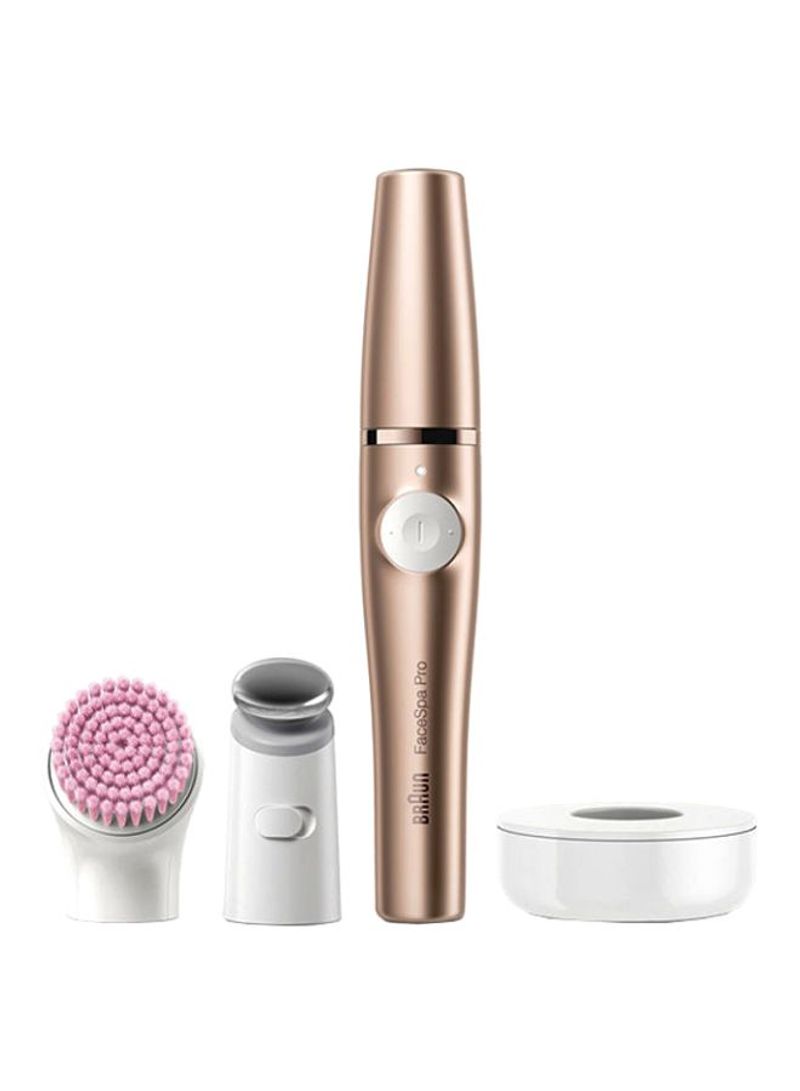 3-in-1 Facial Epilating, Cleansing & Skin Toning System With 5 Extras Gold/White/Grey