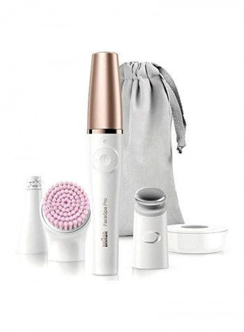 3-in-1 Facial Epilating, Cleansing & Skin Toning System With 5 Extras Gold/White/Grey