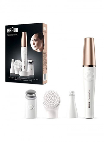 3-in-1 Facial Epilating, Cleansing & Skin Toning System With 5 Extras Gold/White/Grey