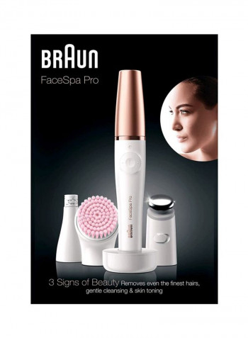 3-in-1 Facial Epilating, Cleansing & Skin Toning System With 5 Extras Gold/White/Grey