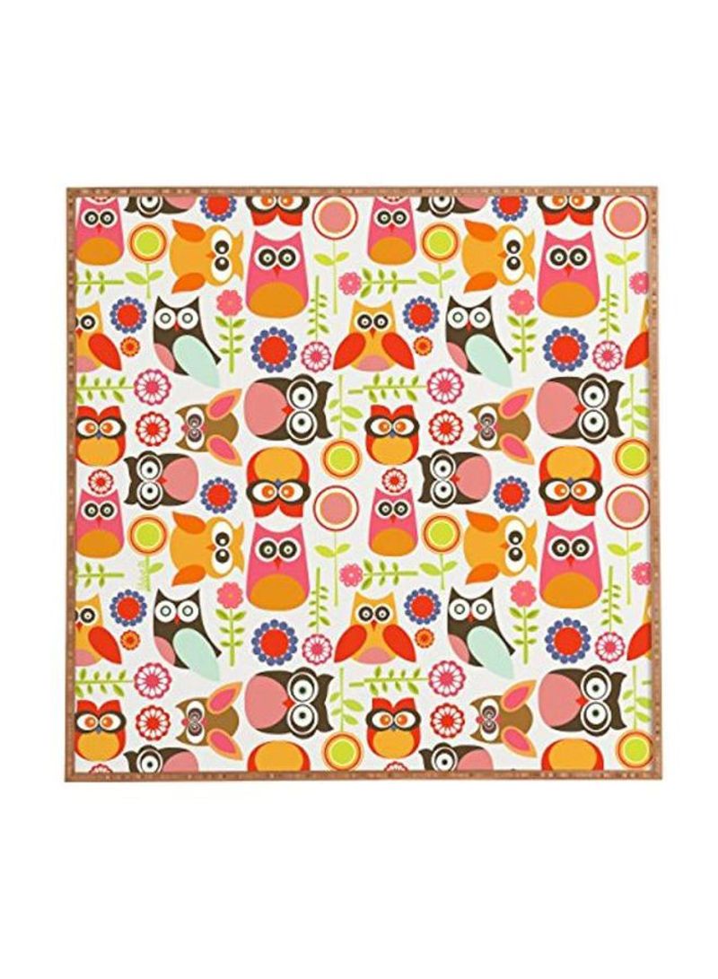 Cute Little Owls Printed Framed Wall Poster Pink/Orange/Red 12x12inch