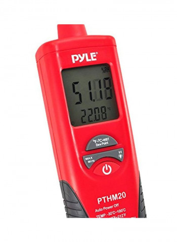 Indoor Humidity And Temperature Monitor Red 1.3x2.2x9inch