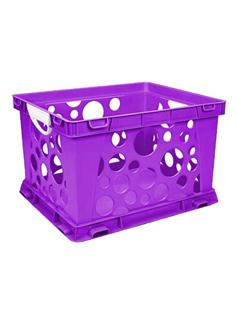 Premium Classic File Crate With Handles Purple/White