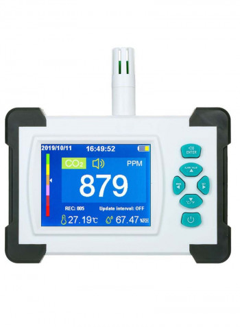 Portable Rechargeable CO2 Meter Tester With Storage Case White/Black/Blue