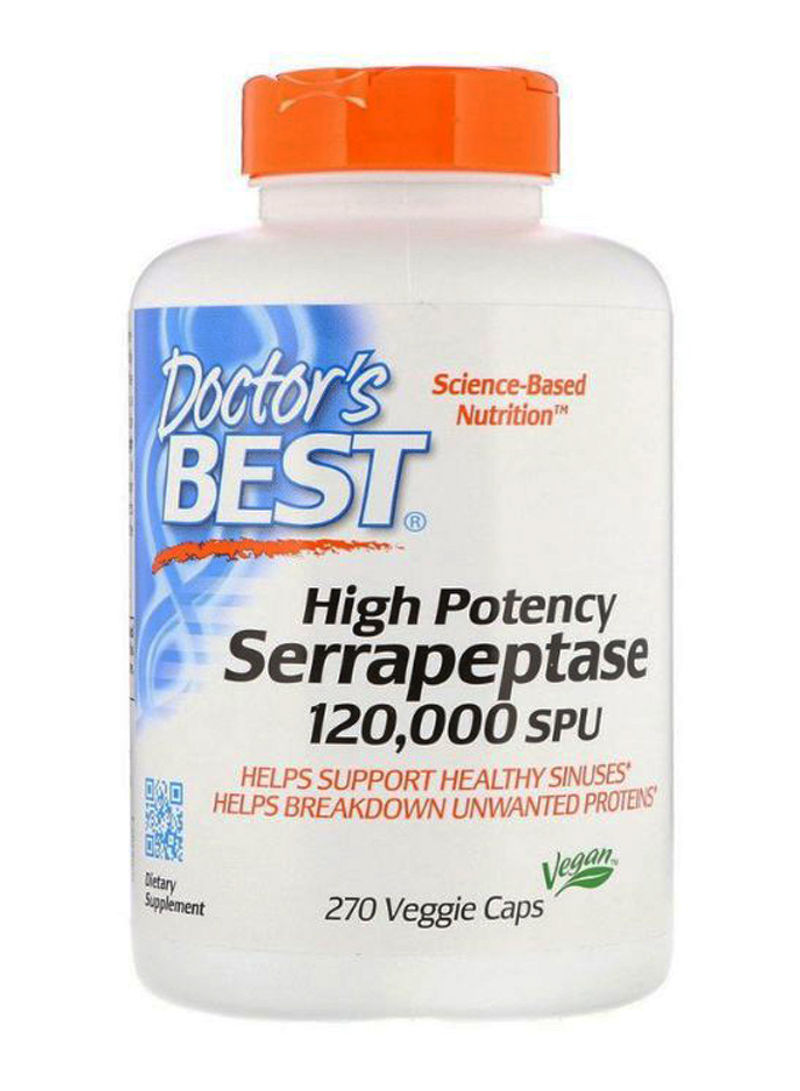 High Potency Serrapeptase - 270 Veggie Capsules