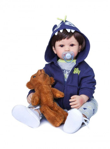 Reborn Lifelike Baby Doll with Coat and Bear Toy 24inch