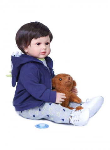 Reborn Lifelike Baby Doll with Coat and Bear Toy 24inch