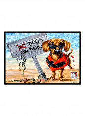 Dog On Beach Printed Doormat Multicolour 18x27x0.25inch