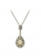 Silver Plated Mandolin Watch Pendant Necklace