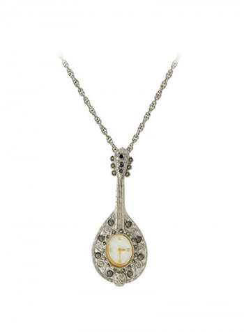 Silver Plated Mandolin Watch Pendant Necklace